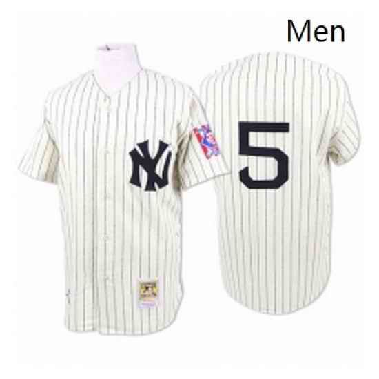 Mens Mitchell and Ness 1939 New York Yankees 5 Joe DiMaggio Replica White Throwback MLB Jersey
